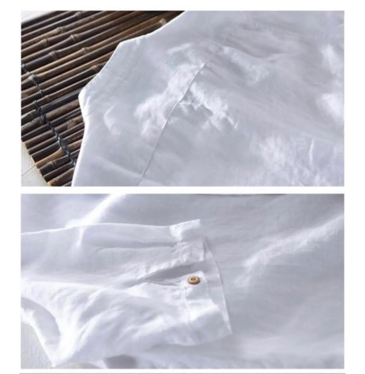 Camisa de lino Manga Larga cuello en V - Image 10