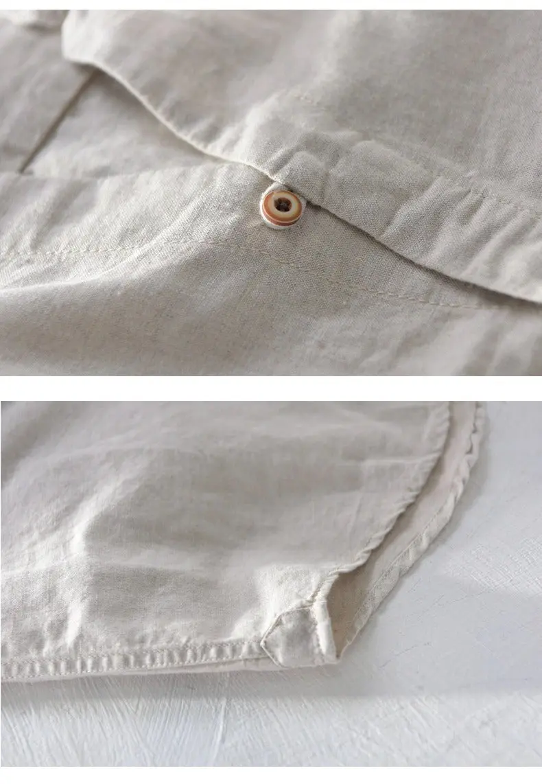 Camisa de lino Manga Larga cuello en V - Image 7