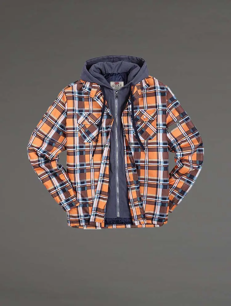 Campera Liviana a cuadros Con Capucha