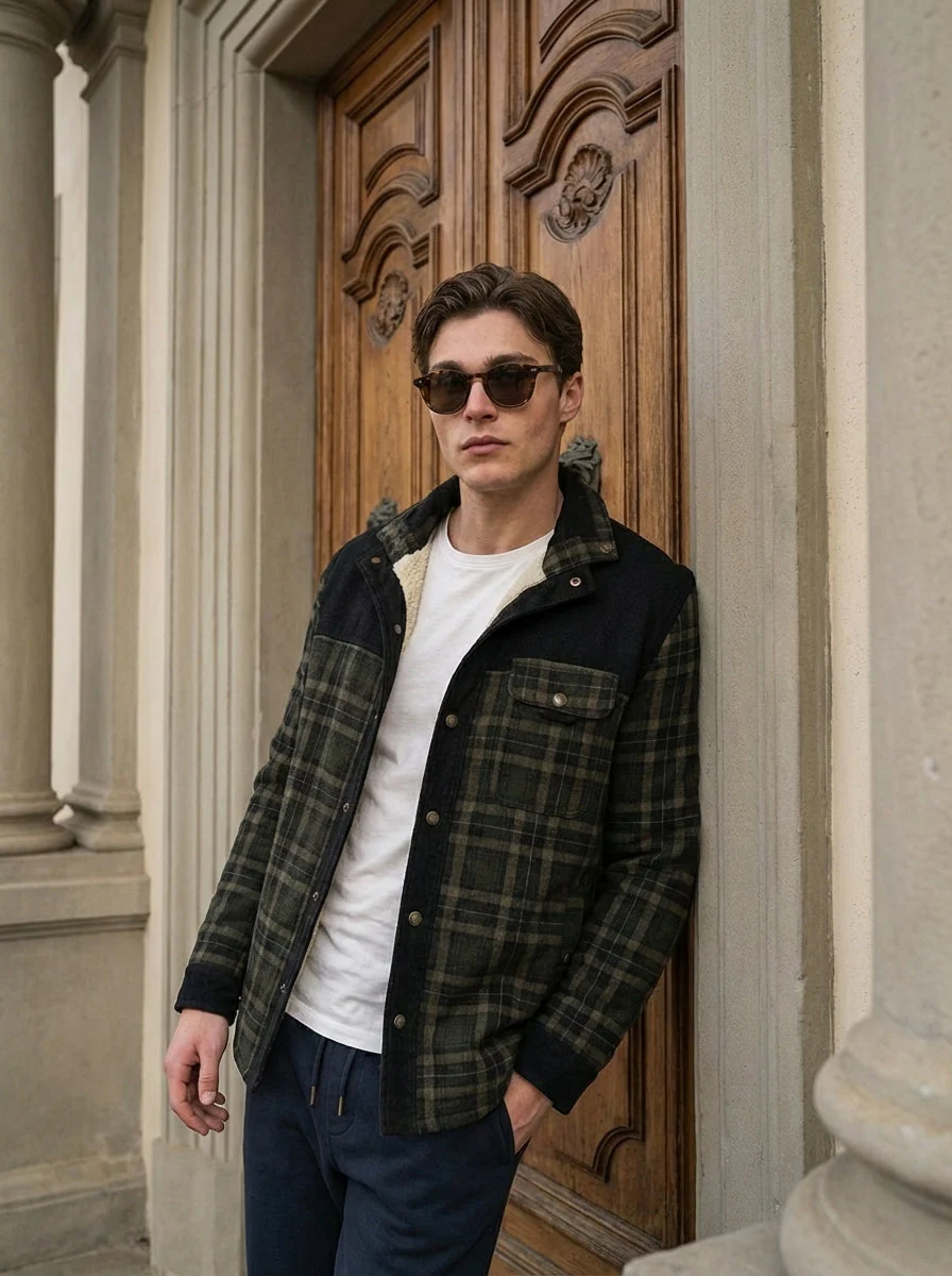 Chaqueta con corderito a cuadros - Image 18