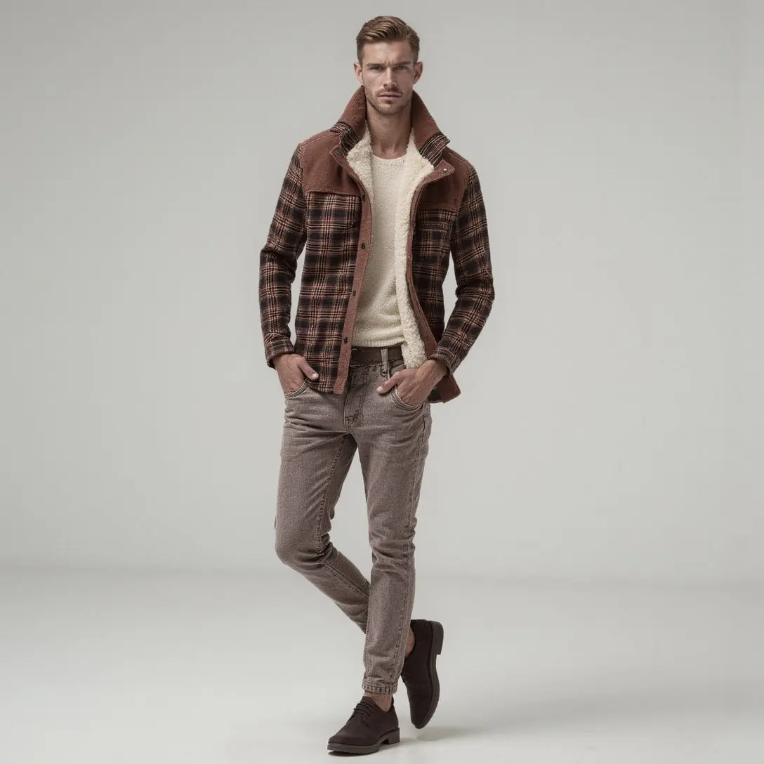Chaqueta con corderito a cuadros - Image 10