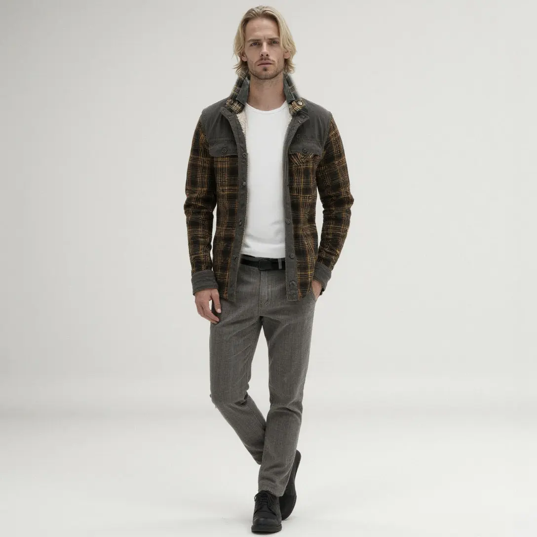 Chaqueta con corderito a cuadros - Image 11
