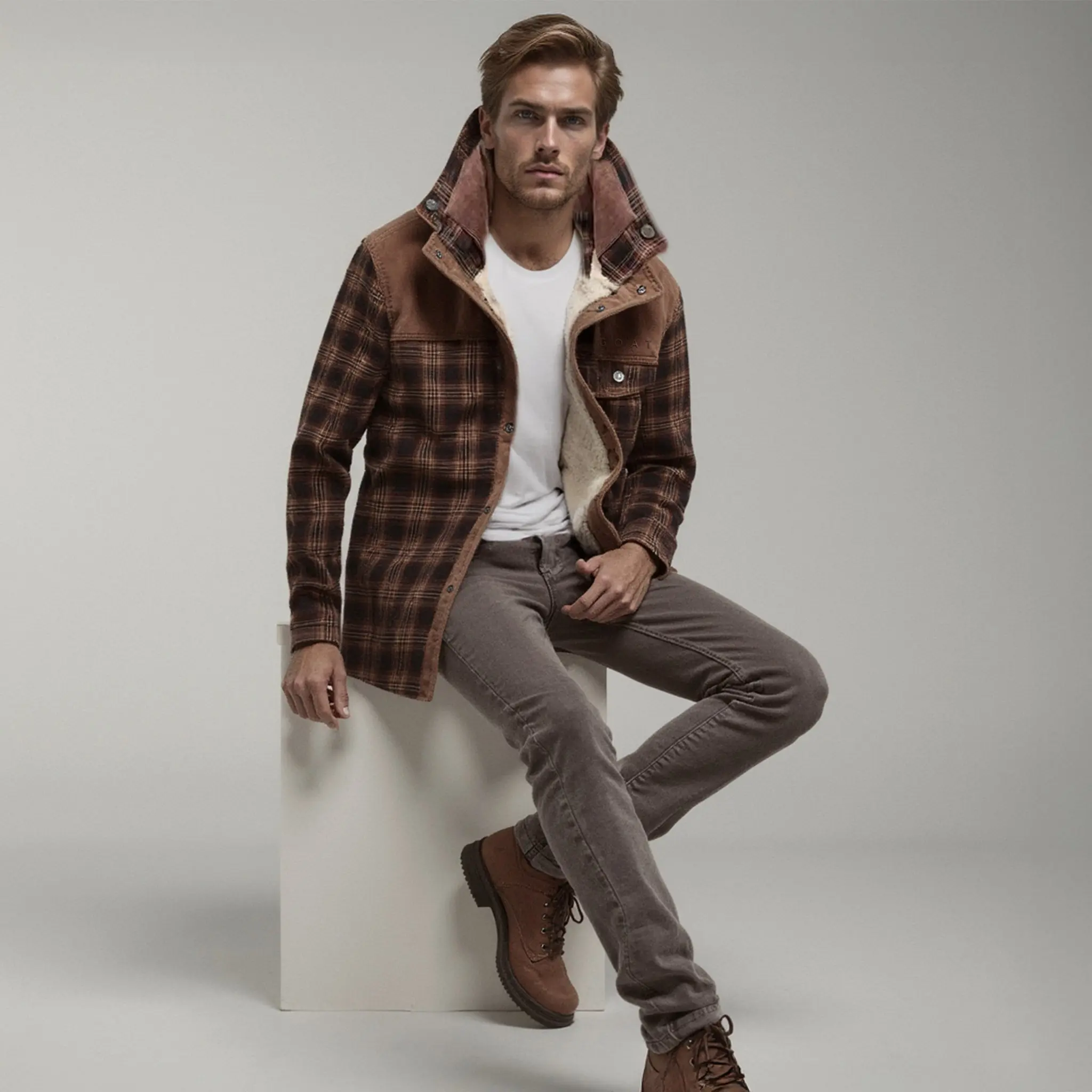 Chaqueta con corderito a cuadros - Image 18