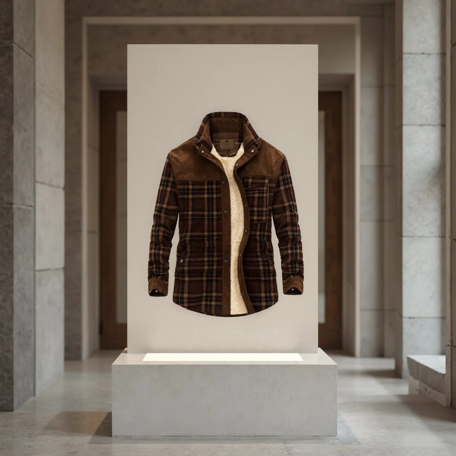 Chaqueta con corderito a cuadros - Image 3