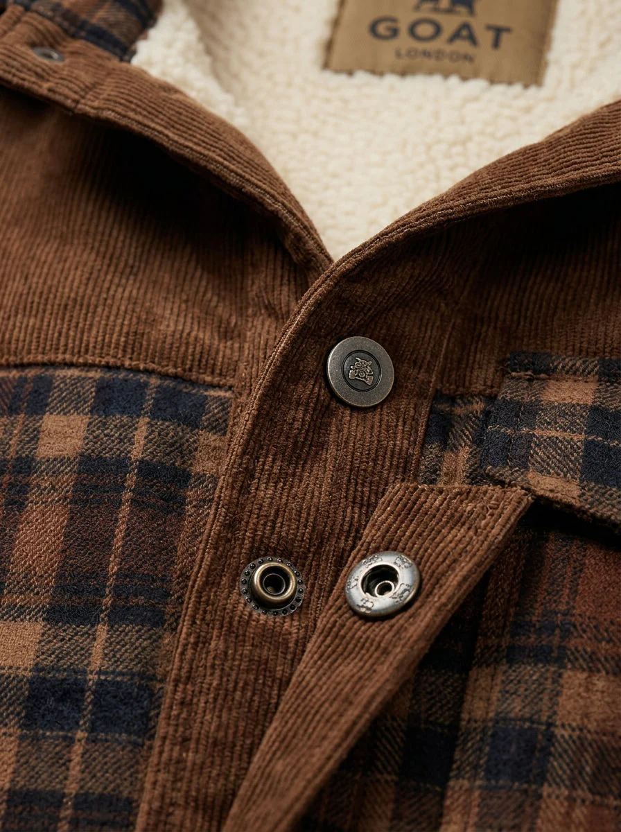 Chaqueta con corderito a cuadros Dark brown - Image 36
