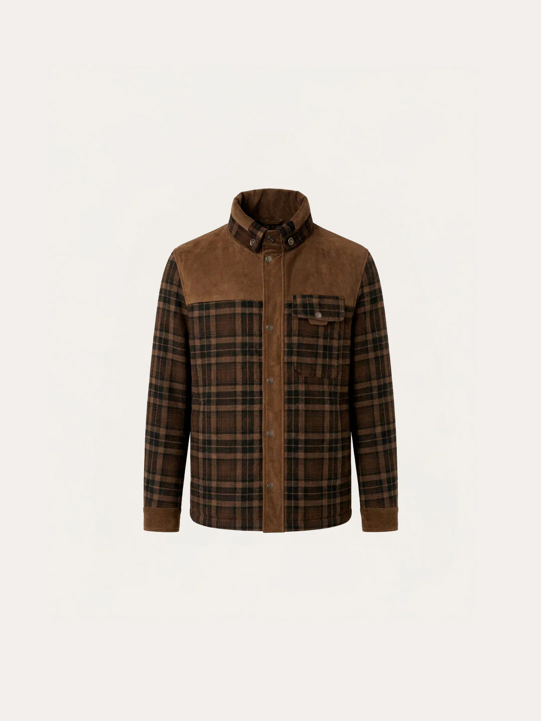 Chaqueta con corderito a cuadros Dark brown - Image 43